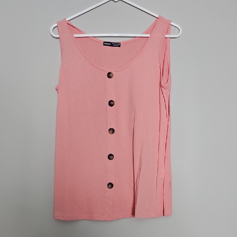 SHEIN Pink Button-Front Tank Top